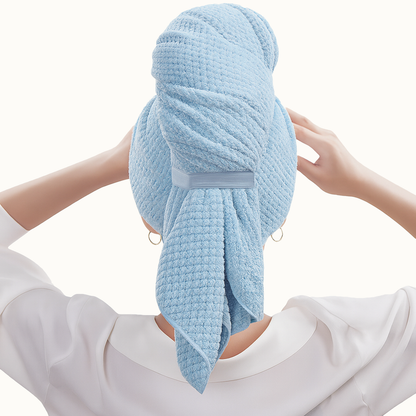 Quick-Dry Microfibre Hair Wrap with Elastic Strap for Anti-Frizz