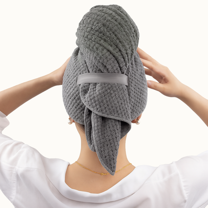Quick-Dry Microfibre Hair Wrap with Elastic Strap for Anti-Frizz