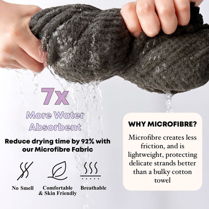 Quick-Dry Microfibre Hair Wrap with Elastic Strap for Anti-Frizz