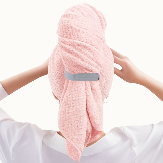 Quick-Dry Microfibre Hair Wrap with Elastic Strap for Anti-Frizz