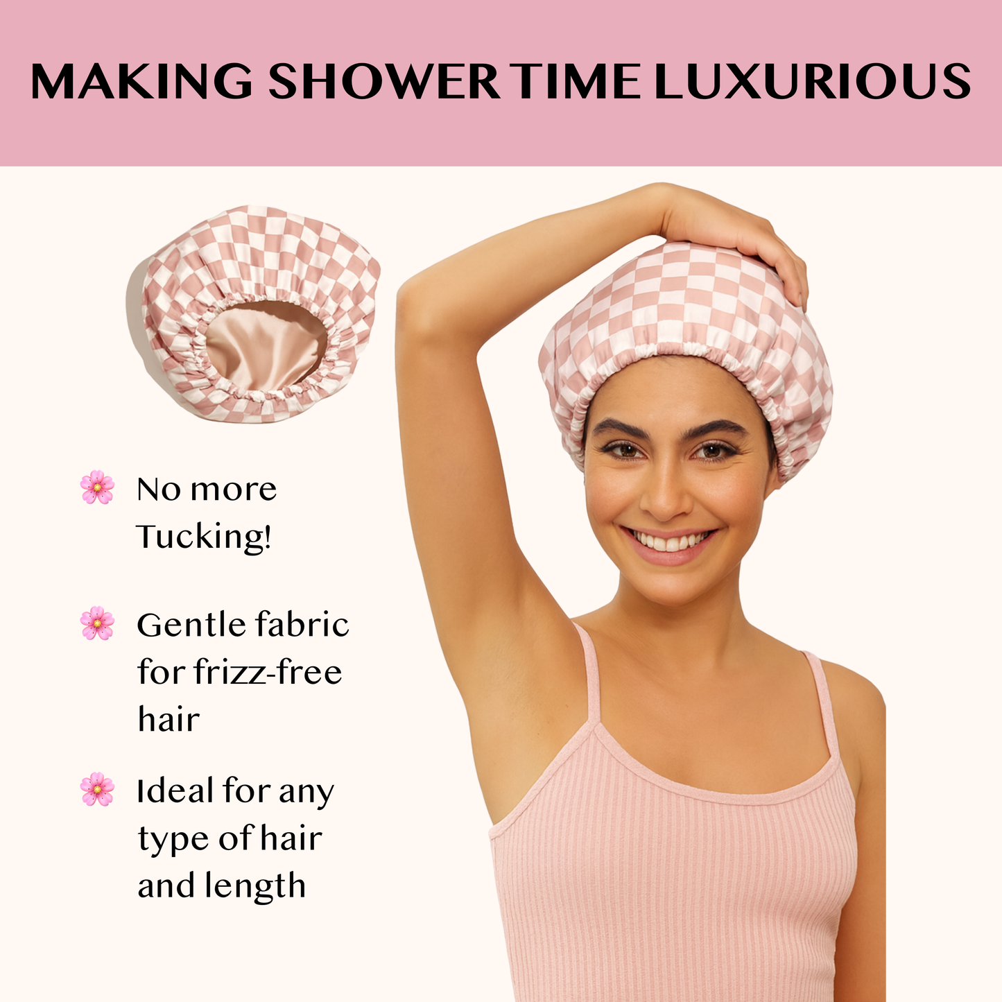 Luxury Double Layered Adjustable Waterproof Long Shower Cap