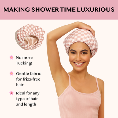 Luxury Double Layered Adjustable Waterproof Long Shower Cap