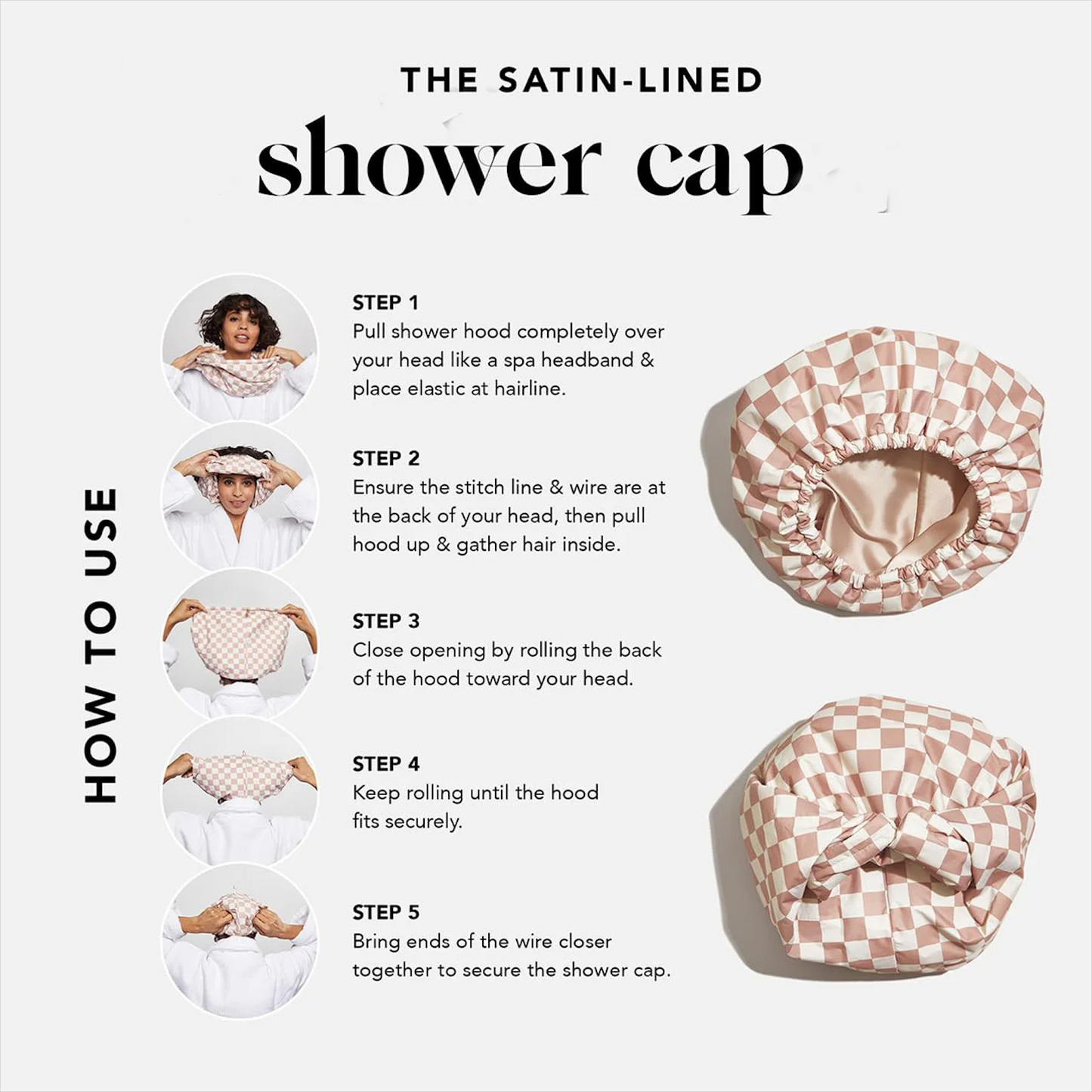 Luxury Double Layered Adjustable Waterproof Long Shower Cap